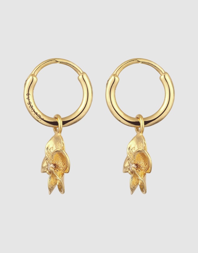 Elli Jewelry - Zirconia Frangipani Hoop Earrings in Gold-Plated 925 Silver