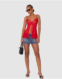 EDIKTED - Mimosa Sheer Lace Long Tank Top