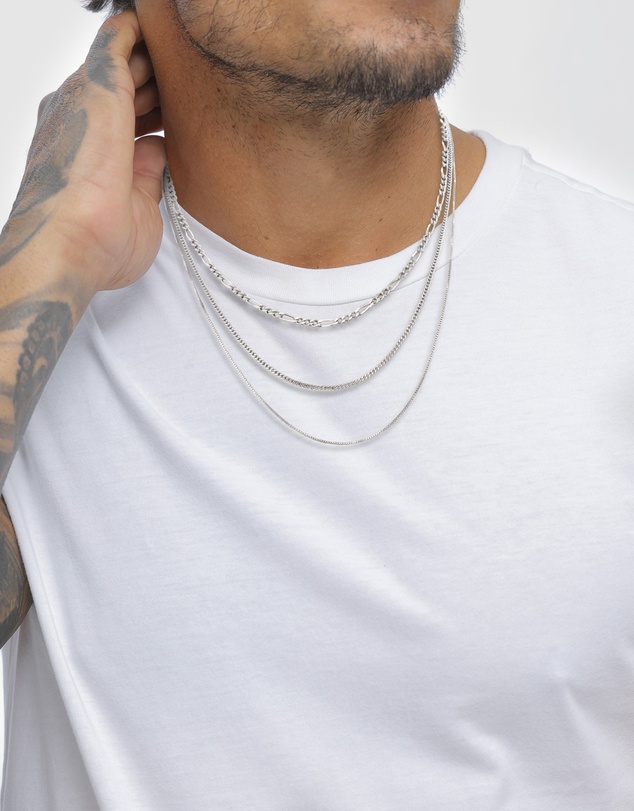 Kuzzoi - ICONIC EXCLUSIVE - Mixed Chain Necklace Set in 925 Sterling Silver