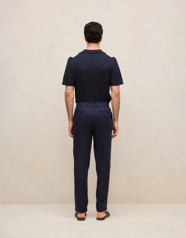 Trenery - Linen Tailored Relaxed Pant in Navy