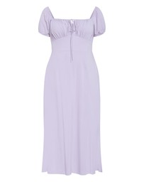 City Chic - Plus size Abbie Short Sleeve Maxi Dress - lilac
