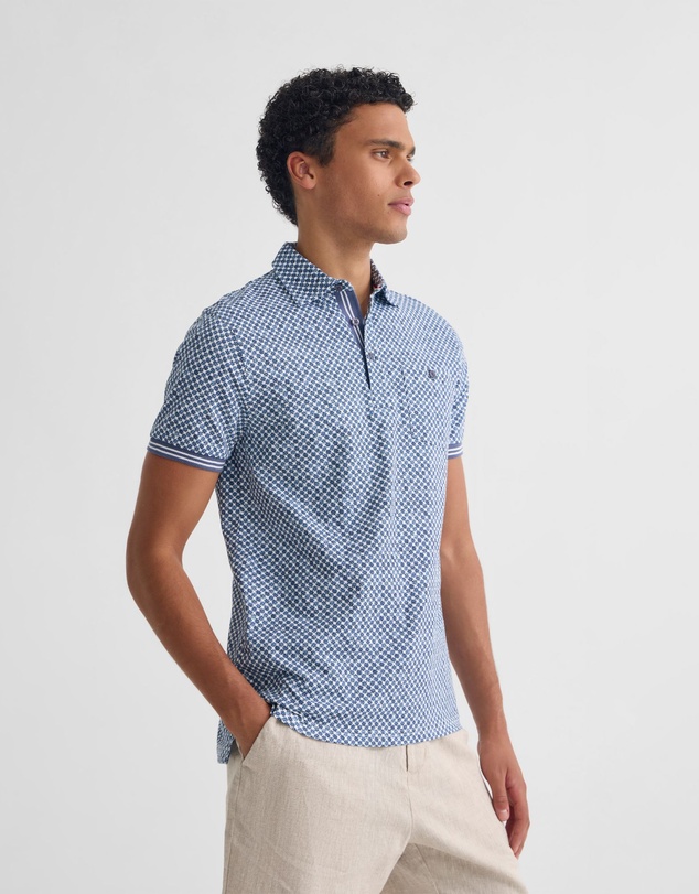 Oxford - Milo Printed Jersey Polo With Pocket