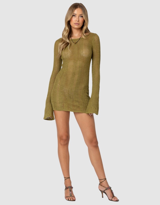 EDIKTED - Back Cut Out Crochet Mini Dress