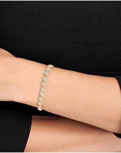 Swarovski - Una Angelic Tennis bracelet, Round cut, Pavé, Medium, White, Gold-tone plated