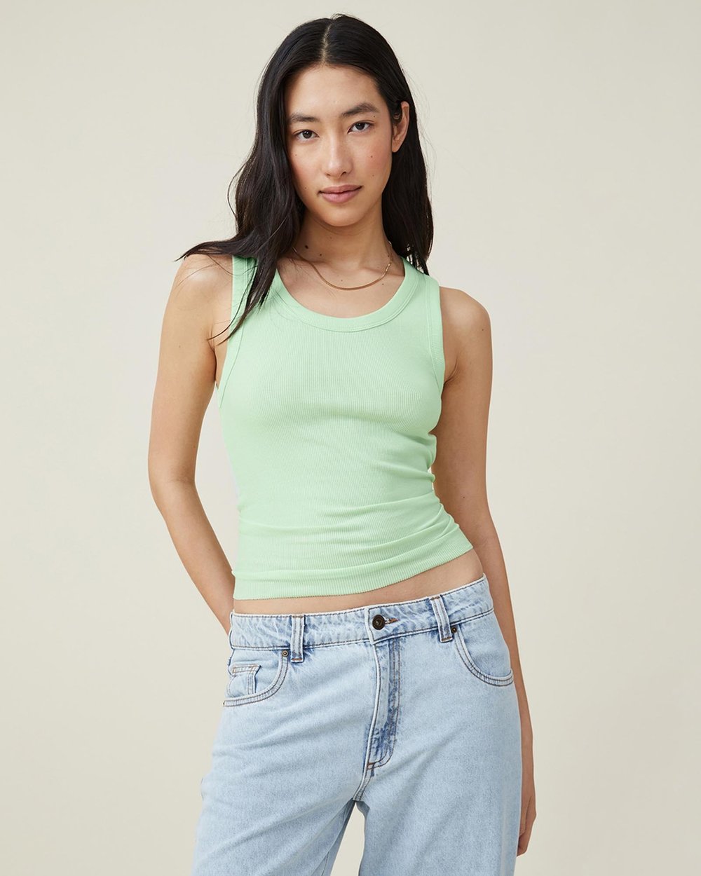 The One Organic Rib Scoop Tank by Cotton On Online | THE ICONIC | Australia