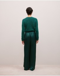 Trenery - Satin Pull On Pant in Forest