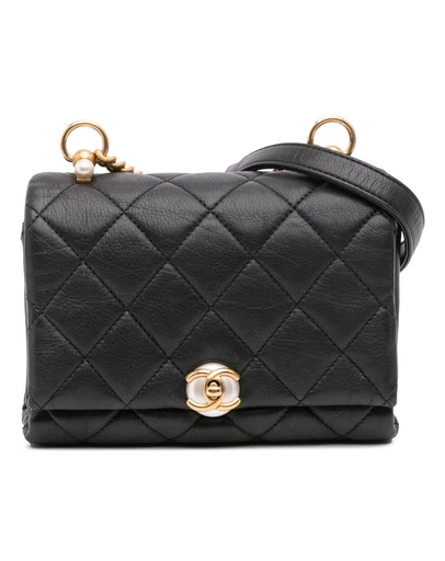 Pre-Loved by Azura Reborn - Pre-Loved Mini Quilted Calfskin Pearl CC Accordion Flap