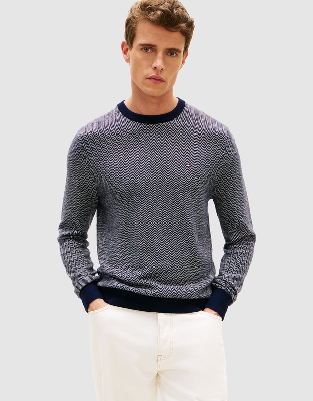 Tommy Hilfiger - Herringbone Knit Jumper With Cashmere