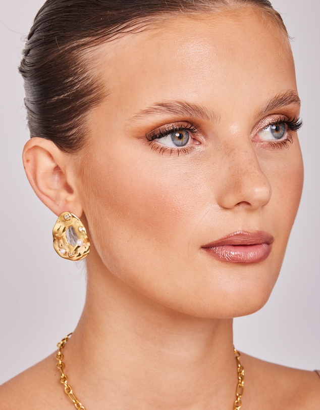 Zoe Olivia - Waterproof Opaline Hammered Stud Earrings
