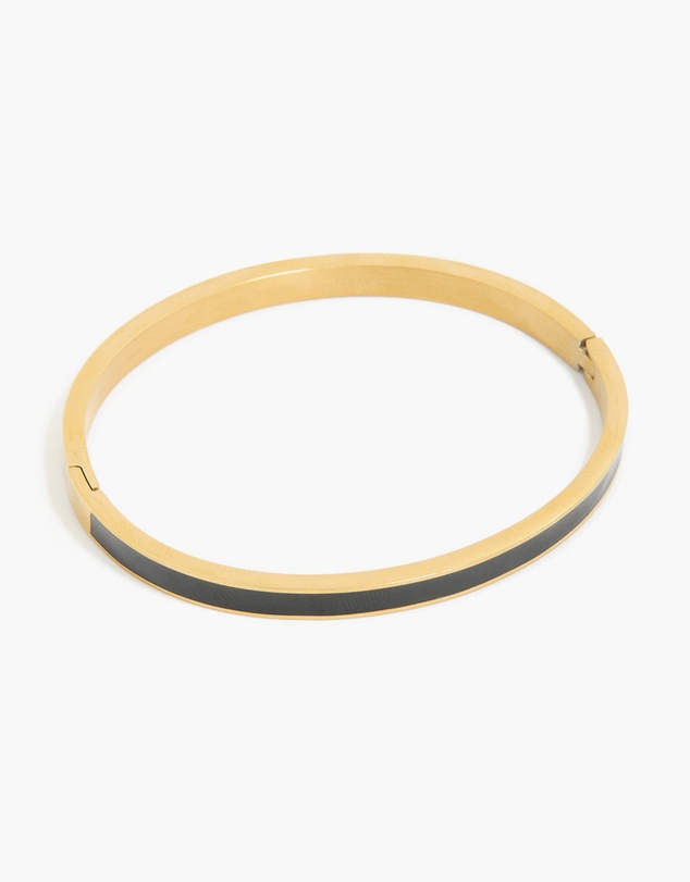 Lovisa - Waterproof Gold Plated Stainless Steel Thick Black Enamel Hinged Bangle