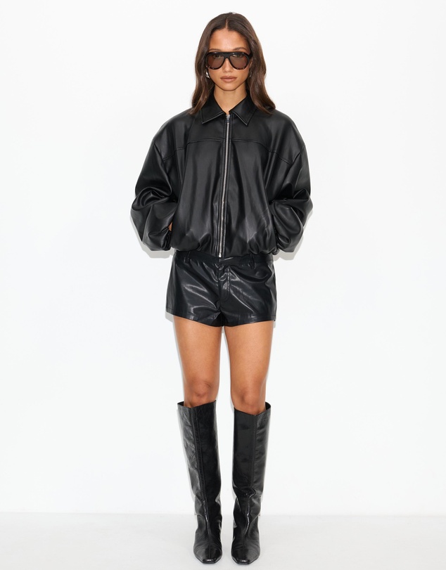Dazie - Benny PU Relaxed Bomber Jacket