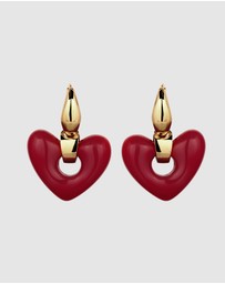 Elli Jewelry - Earring Hoops Heart Resin 925 Sterling Silver Gold-Plated