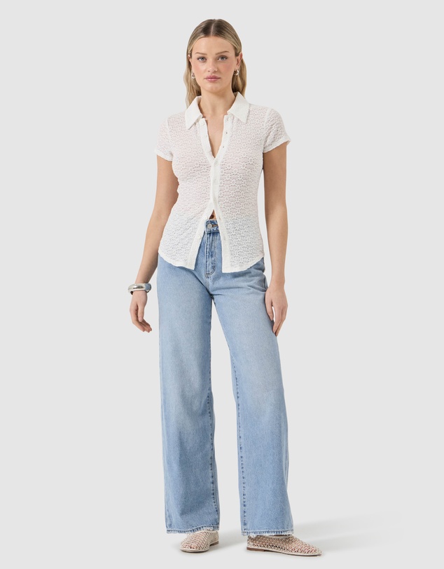 Rolla's - Daisy Lace Short Sleeve Shirt