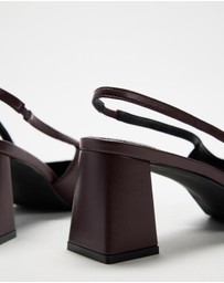Atmos&Here - Raven Leather Slingback Heels
