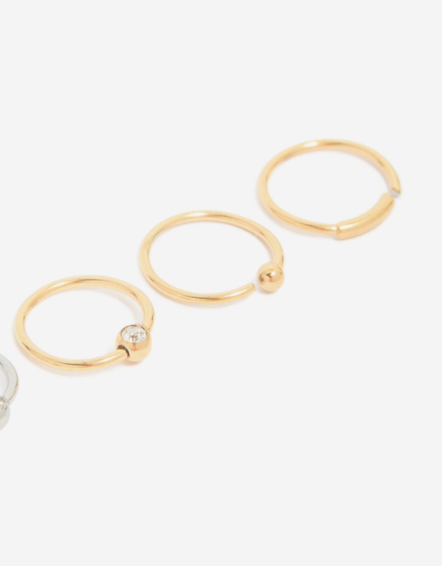 Lovisa - Mixed Metal Surgical Steel Open Nose Rings 6-Pack