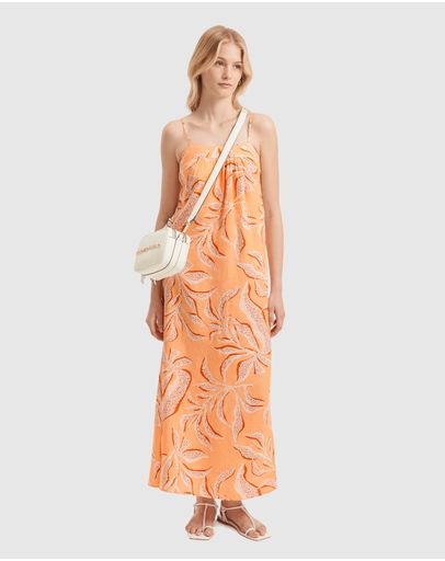 Orange Palm Print