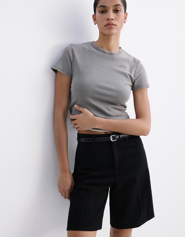 M.N.G - High-Waist Straight-Fit Denim Shorts