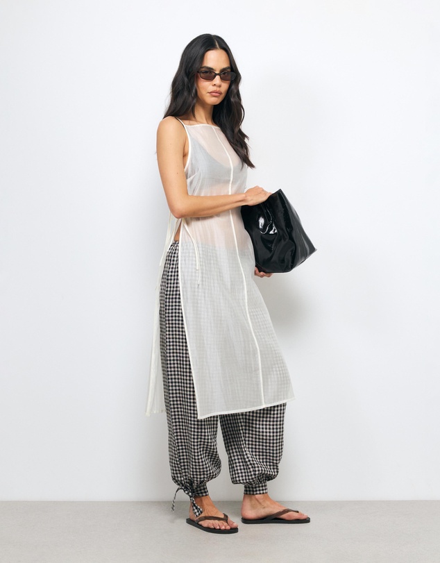 AERE - Gingham Linen Balloon Pants