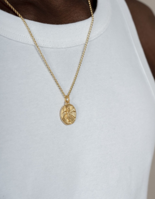 Dower & Hall - Men's St. Michael Talisman Necklace In Gold Vermeil