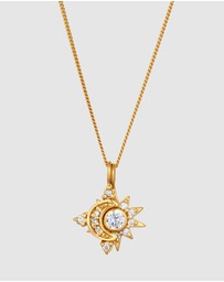 Elli Jewelry - Necklace Zirconia Moon 925 Sterling Silver Gold-Plated