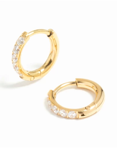 Lovisa - Gold Plated Surgical Steel Cubic Zirconia Hoop Earrings