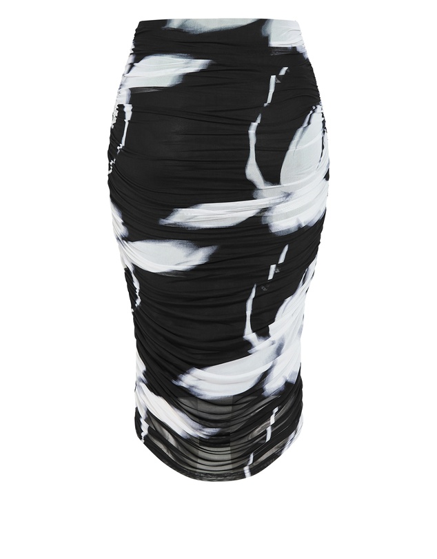 City Chic - Plus Size Dana Blur Print Mesh Skirt - black