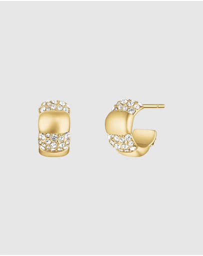 Rosefield - Striped Pavé Crystal Gold-Tone Huggie Earrings