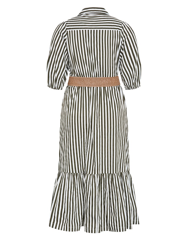 City Chic - Contempo Stripe Shirt Dress - Dark Khaki