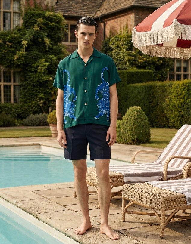 THE TALES - Crouching Tiger Emerald Camp Shirt
