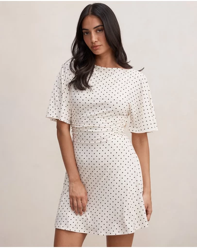 Forever New - Cora Flutter Sleeves Tie Mini Dress