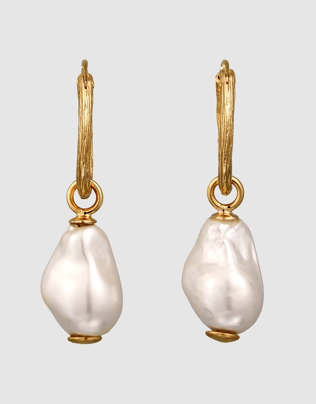 Elli Jewelry - Shell Pearl Hoop Earrings in Gold-Plated 925 Silver
