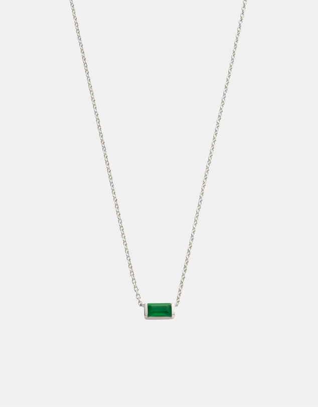 Kirstin Ash - Baguette Birthstone Necklace May Green Onyx