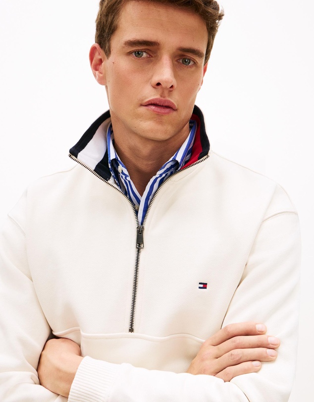 Tommy Hilfiger - Colour-Blocked Collar Terry Half-Zip Jumper