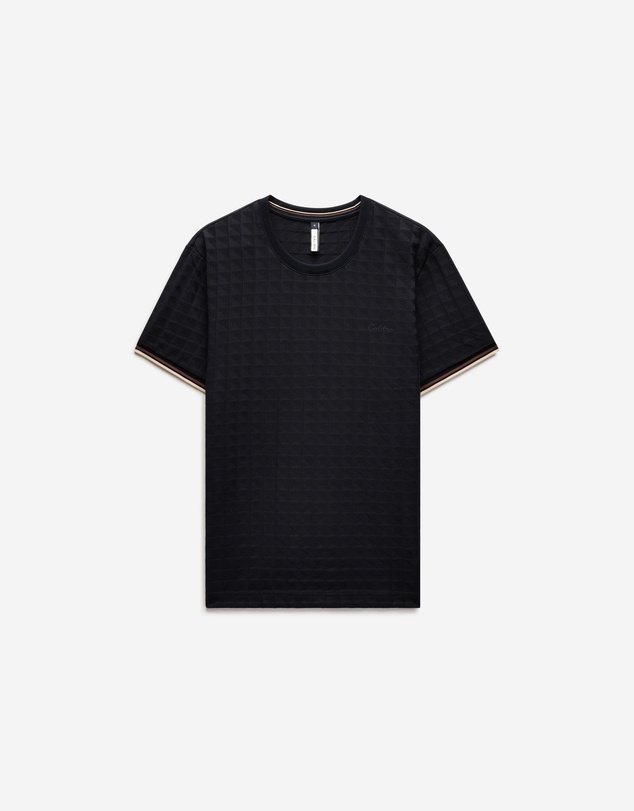 Calibre - Stripe Trim Jacquard T-shirt Black