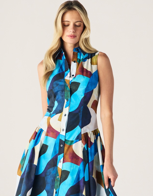 MOS The Label - Celestia Print Sleeveless Midi Dress
