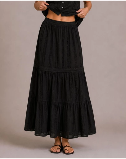 Vero Moda - Bell High Waisted Cotton Maxi Skirt