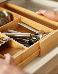 Joseph Joseph - DrawerStore™ Bamboo Expandable Cutlery, Utensil & Gadgets Organiser