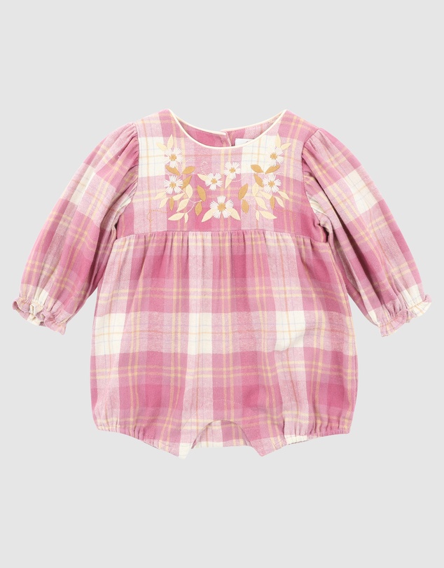 Fox & Finch - Tutu Tigers Check Embroidered Romper