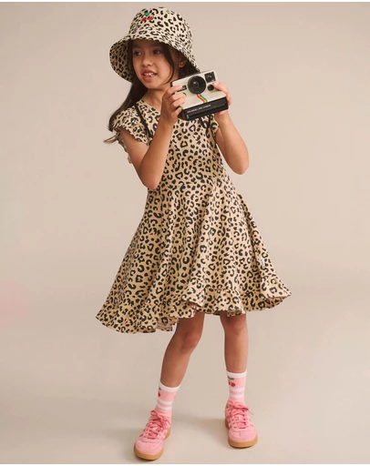 Huxbaby - Leopard Short Sleeve Swing Dress - Babies-Teens