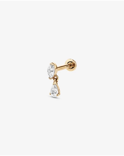 Michael Hill - 0.09 Carat TW Laboratory-Grown Diamond Marquise Cut Stud with Pear Cut Drop in 10kt Yellow Gold