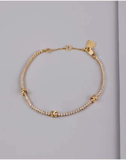 Wanderlust + Co - Pave 14K Gold Vermeil Petite Tennis Bracelet