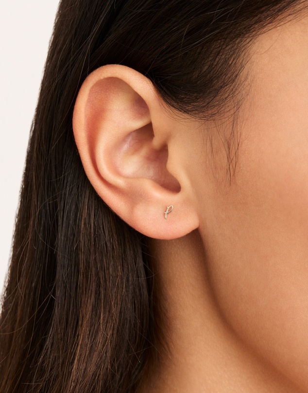 By Charlotte - Sterling Silver Love P Earring