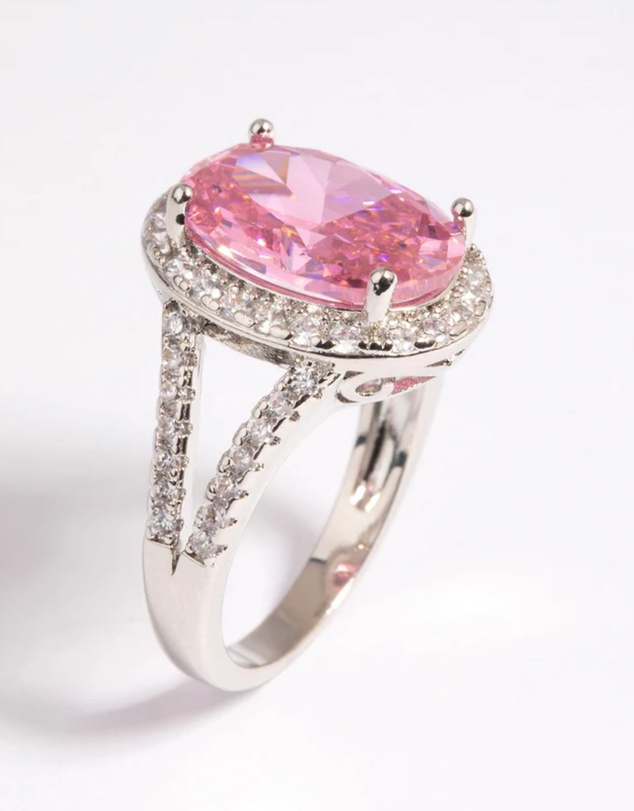 Lovisa - Silver Pink Cubic Zirconia Ring