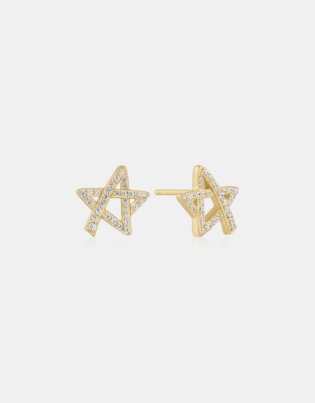 Ania Haie - Ania Haie Gold Asymmetric Five-Point Star Stud Earrings