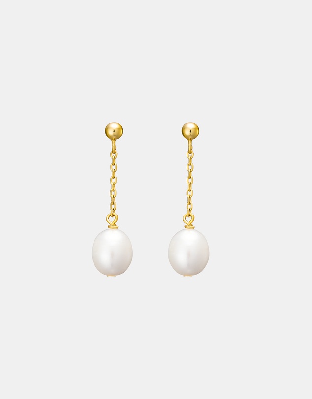 Zoe Olivia - 14K Gold Vermeil Pearl Chain Drop Stud Earrings
