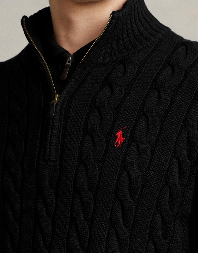 Polo Ralph Lauren - ICONIC EXCLUSIVE - Cable-Knit Cotton Quarter-Zip Sweater