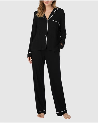 DKNY - Viscose Jersey Long Sleeve Button-Up Long Pyjama Set