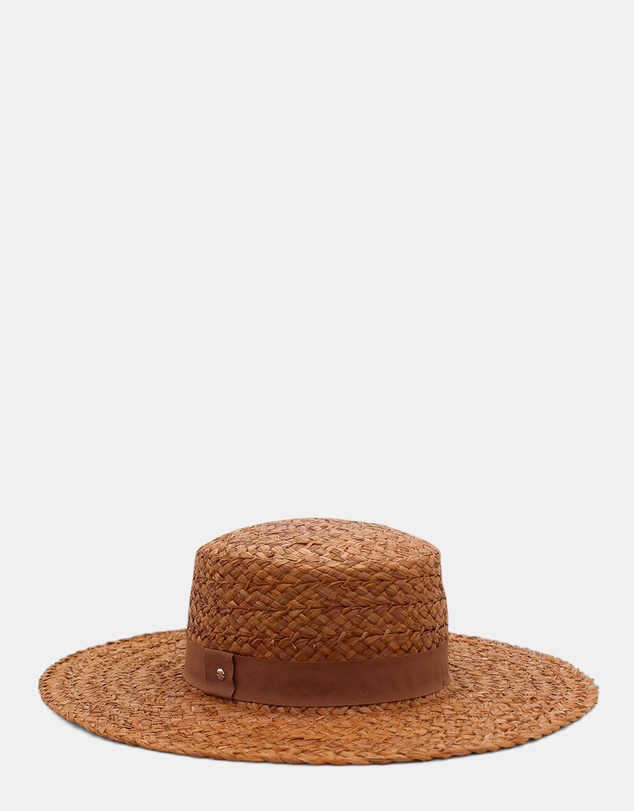 Morgan & Taylor - Catalina Braided Raffia Boater in Tan Brown