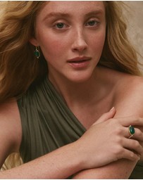 Najo - Fleur Yellow Gold Green Onyx Earrings