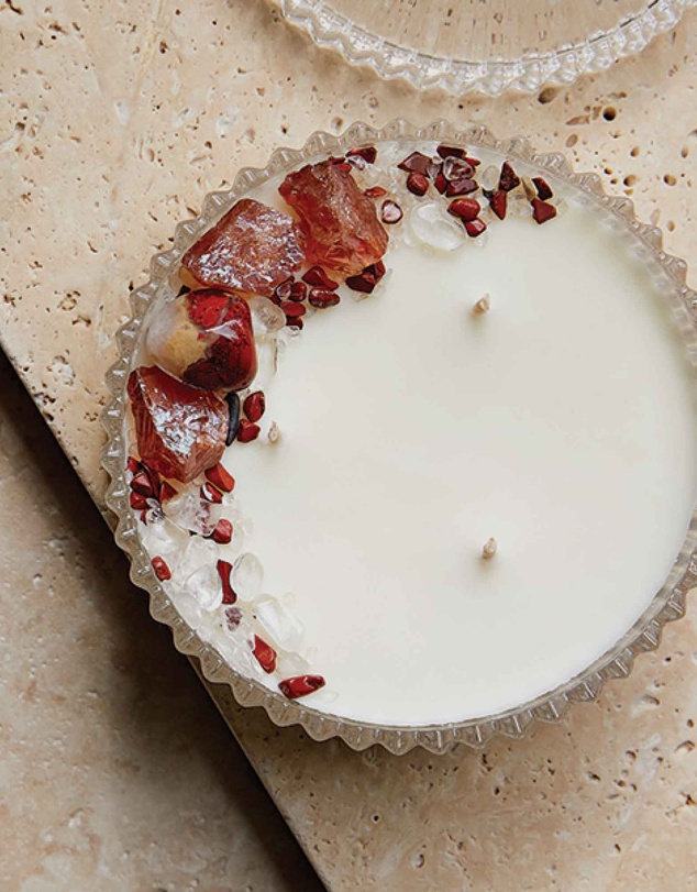 Silk Oil of Morocco - Lunar Eclipse Large Crystal Candle - Protection & Release